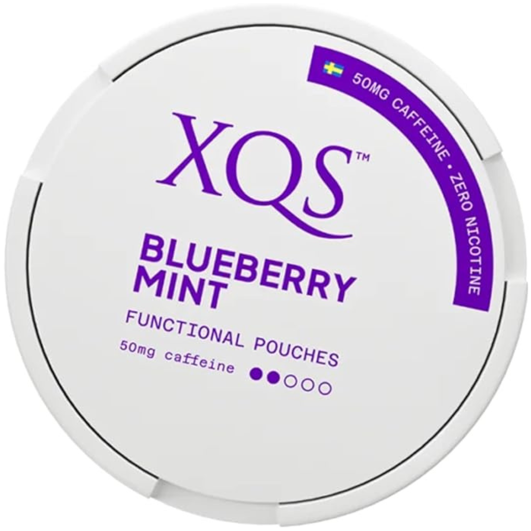 White_and_purple_Can_XQS_blueberry_mint_Caffeine_functional_Pouches_50mg_zero_nicotine