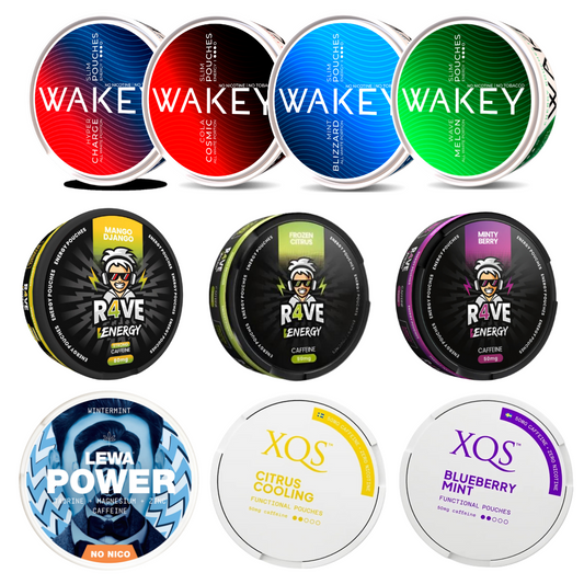 10 Cans Energy Pouches Wakey R4VE LEWA XQS